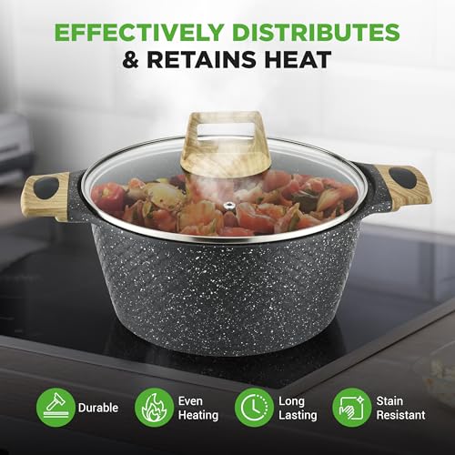 Image of NutriChef 22-Piece Nonstick Ceramic Cookware Set - Pots and Pans Set with Bakeware, Utensils & Oven Mitts, Induction Compatible, PTFE & PFAS Free, Tempered Glass Lids, Cool-Touch Handles -Black