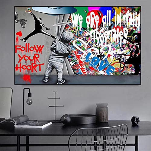 Mur photo decor a la maison style Banksy graffiti impression grand format sans cadre 60x80