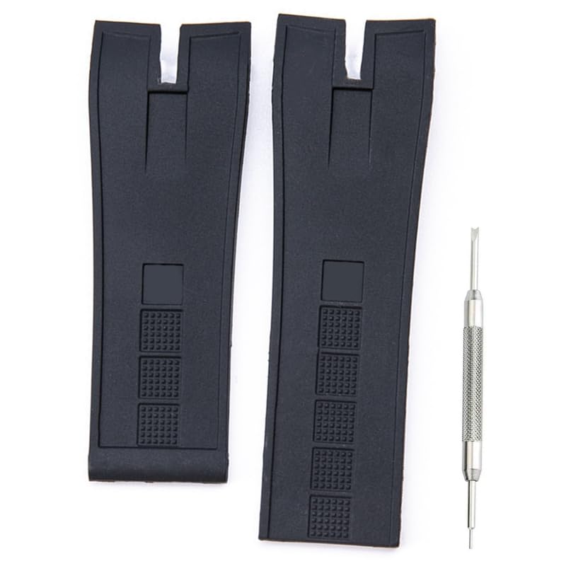 Kevisae Silicone Rubber Watch Band Strap Replacement for Rd Dubuis Excalibur EX45 & RDDBEX - 26mm Rd Dubuis Black Watch Band Strap