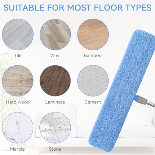 Image of Replacement Microfiber Pad for Rubbermaid Commercial 24 Inch Mop Head - 8 Pack Wet & Dry Commercial Cleaning Refills Reusable Mop Refills Fit for Any Microfiber Flat Mop System 24 inch