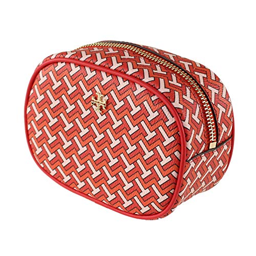 Tory Burch Women's Tilet TZag Allover Cosmetic Case Pouch Bag (RedTZag Allover)