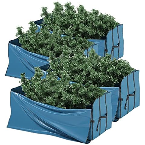 StorageBud Christmas 4 Pack Tree Storage Bag - Fits Up to 7.5. ft. Tall Holiday Artificial Disassembled Trees with Durable Reinforced Handles & Dual Zipper - Waterproof Material with Wide Opening Cover