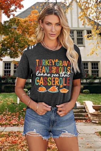 Image of Thanksgiving Shirts Women Turkey Gravy Beans and Rolls Tshirts Funny Turkey Graphic T-Shirt Family Thanksgiving Tops