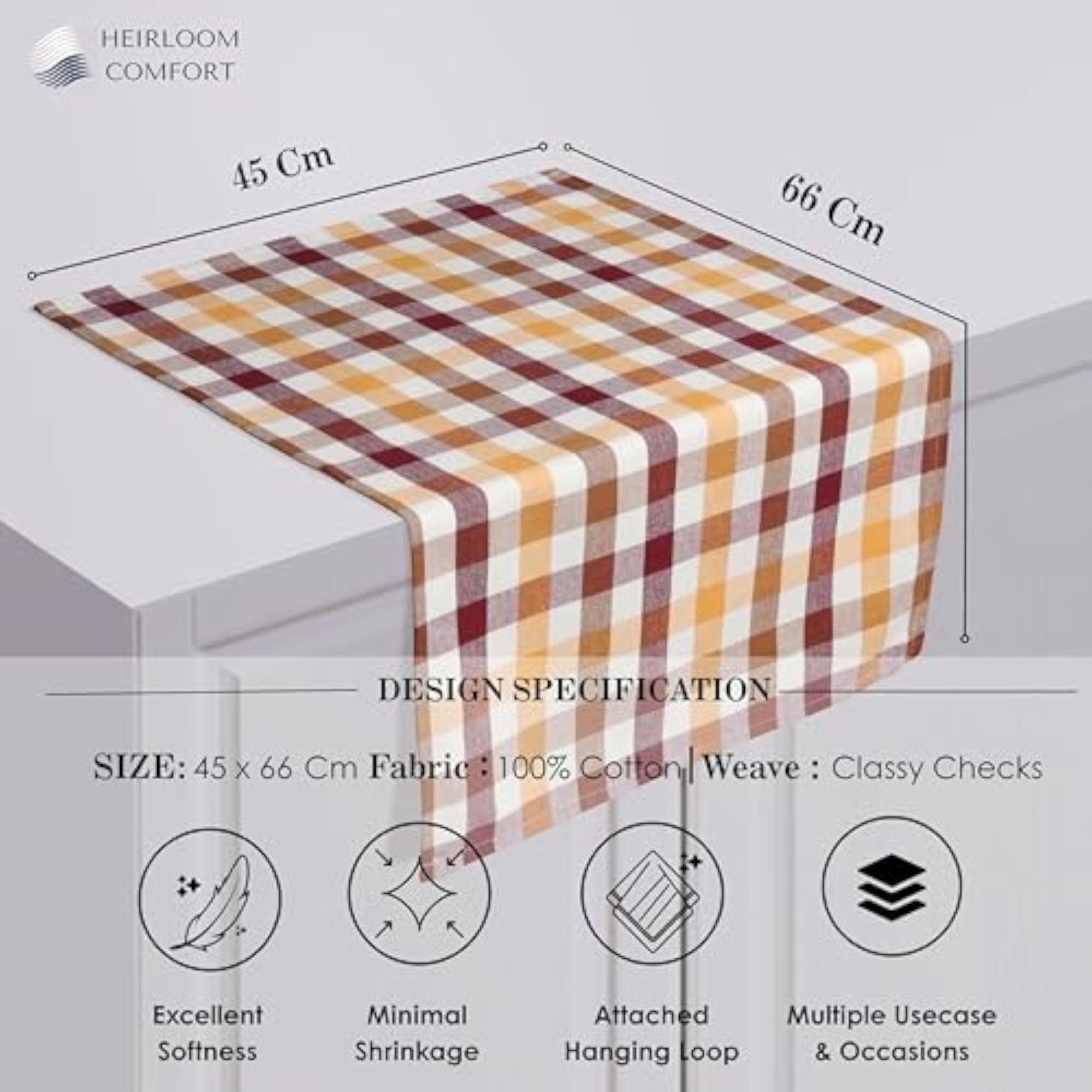 Gingham Check Kitchen Towels, 5 Pack, Super Absorbent Cotton