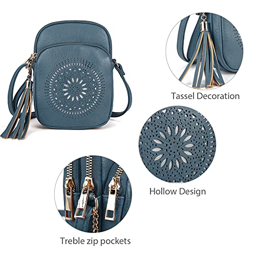 Image of AFKOMST Small Crossbody Phone Purse for Women, Triple-Zip Compartments