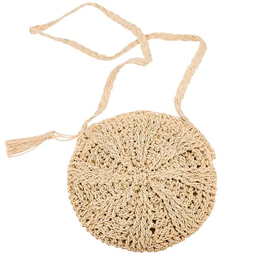Beebeecraft 1Pc Straw Shoulder Bag for Women Cotton Summer Beach Straw with Tassel for Travel Vacation - Main Image