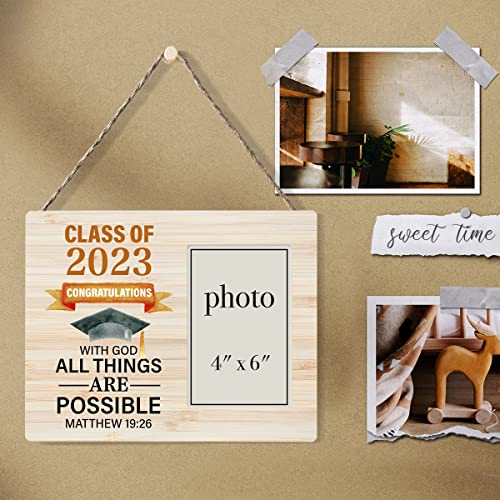 Nurawo Positive Graduation Theme Wood Picture Frame Rustic Matthew 19:26 Bible Verse Wooden Photo Frame For Tabletop Or Wall Display (For 4X6 Photo), Graduation Gift For Class Of 2023 #TOP3