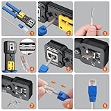 Proster RJ45 Crimp Tool Kit - RJ45 Pass Through Crimp Tool for CAT5 CAT5e CAT6 Network Cable with Network Cable Tester & 50Pcs Gold-Plated CAT6 Connectors & Covers & 5 Spare Blades & Stripper - Image 7