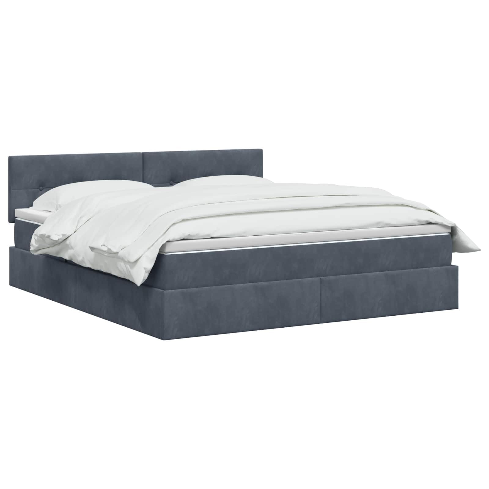 Lit Coffre 180x200 cm avec Matelas et Surmatelas Velours Gris Foncé