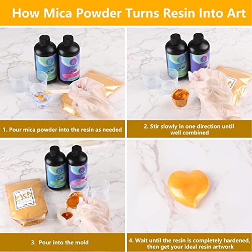Miniatura 7 de Waysroma Pigmentos Para Resina Epoxi 100g, Oro Polvo De Mica Metálico Natural Para Manualidades, Pintura, Jabón, Bombas De Baño, Slime, Velas, Joyería, Cosmético, Arte De Uñas