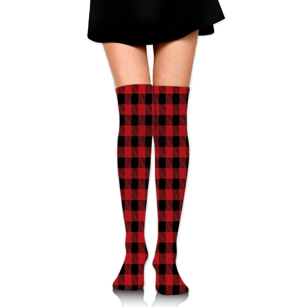 red plaid thigh high boots