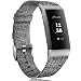 Maledan Compatible with Fitbit Charge 3 Bands Woven, Small, Charcoal