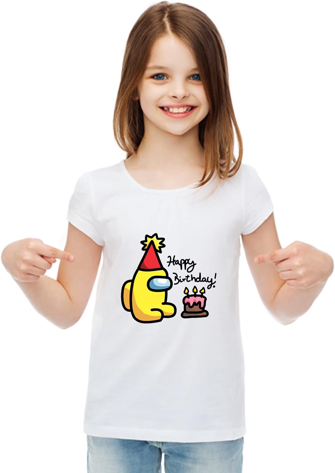 ZINGOMING Exclusive Among Us Happy Birthday Cotton Tshirt for Girls and Boys