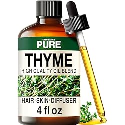 Kukka 100% Pure Thyme Essential Oil for Skin, Diffuser, 4 Fl Oz | French Undiluted Thyme Oil for Diffuser, Aromatherapy, Cleaning & Body Massage, Herbaceous Aroma, with Dropper