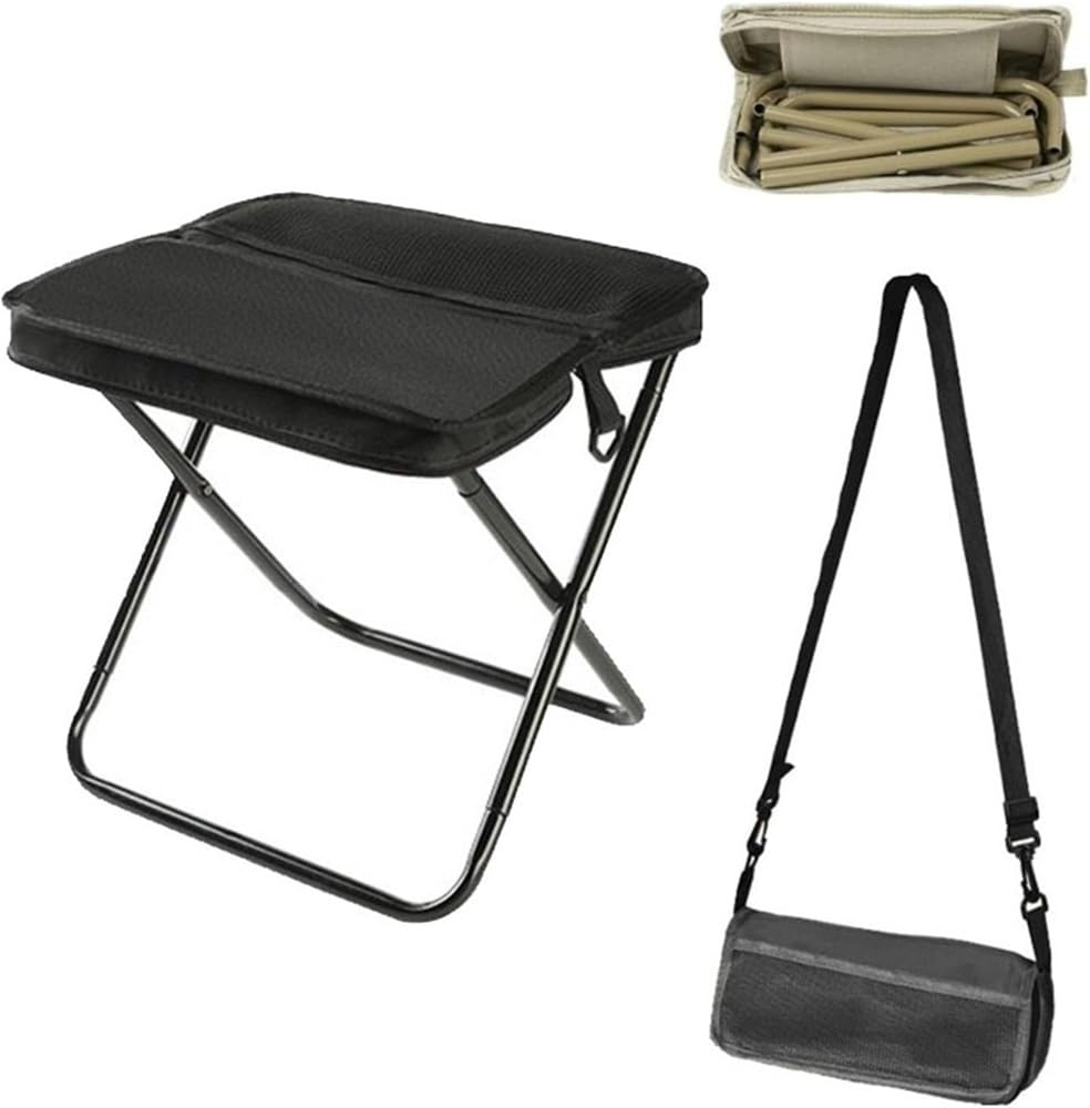 Foldable Backpack Stool Mini Outdoor Camping Stool, Portable Collapsible Slacker Chairs Carry Bag for Fishing Travelling Picnics(Black,Large)-image-12