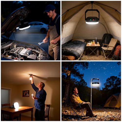 RadiantFlux LED Camping Lantern, 6600mAh 4000LM,Rechargeable and Solar Light,IP65 Tent Light with 3 Light Modes,Mechanical Aesthetic Feel,10-Hours , Portable Lantern Flashlight, Emergency Light - Thumbnail 5