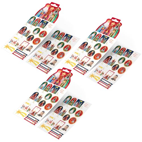OH YEAH - Set 6 Láminas de Etiquetas Adhesivas + 3 Cartas - 14,5 x 20,5 cm - Navidad - Reyes Magos - Decoración - Regalos - Pegatinas (Kit Etiquetas Adhesivas Noche Reyes Magos)