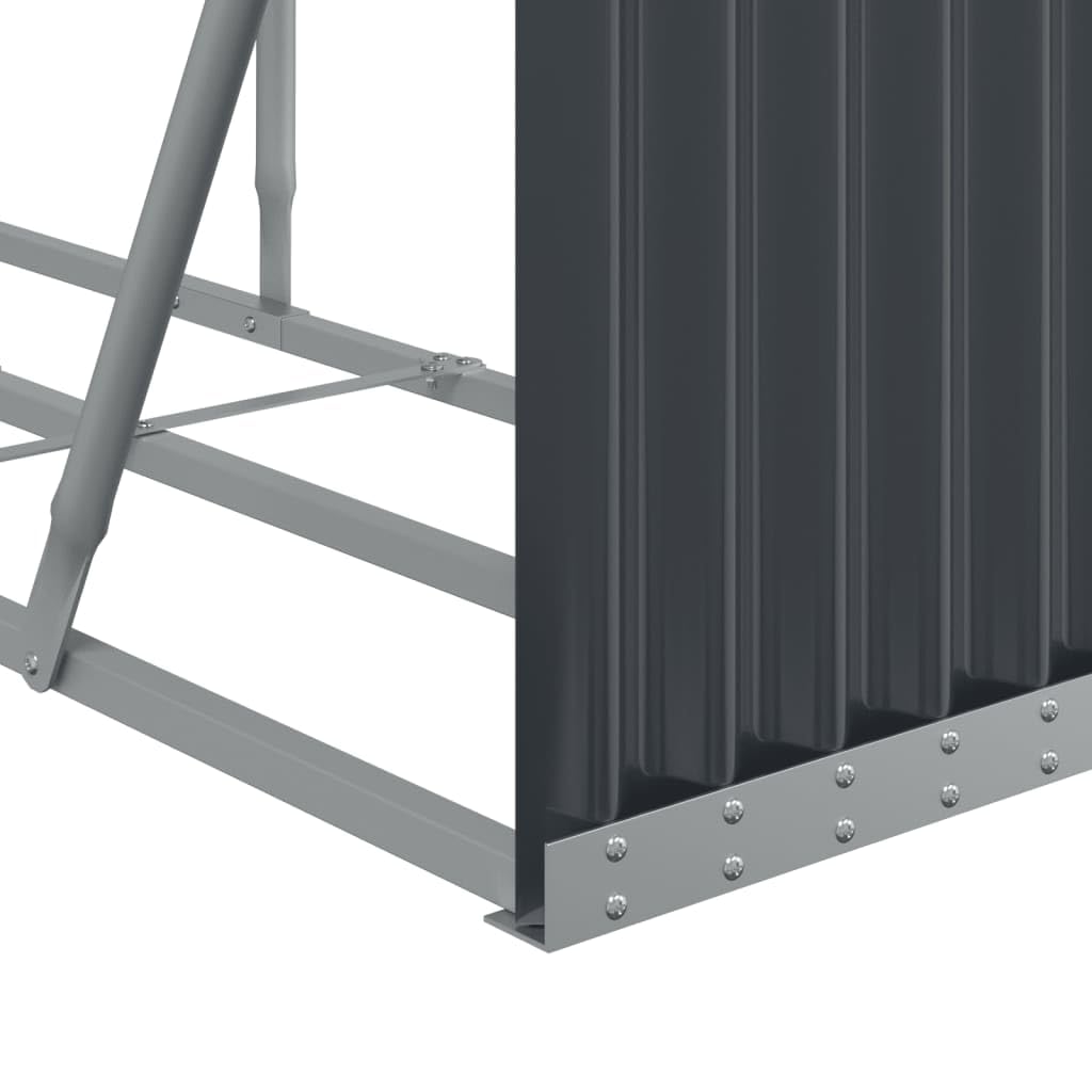 Tidyard Kaminholzunterstand Metall, Kaminholzregal Aussen Metall, Kaminholzlager Außen Metall, Stapelhilfe für Brennholz, Anthrazit 234x45x100 cm Verzinkter Stahl