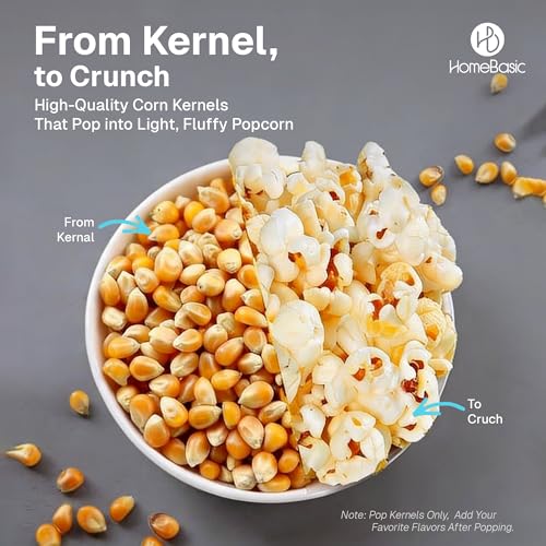 Image of HOMEBASIC 1200W Hot Air Popcorn Maker, Oil-Free Electric Popper, Fast 3-Min Popping, One-Touch Operation, Easy Clean, Fast & Healthy Snack Machine for Movie Nights, Home, Kids & Parties