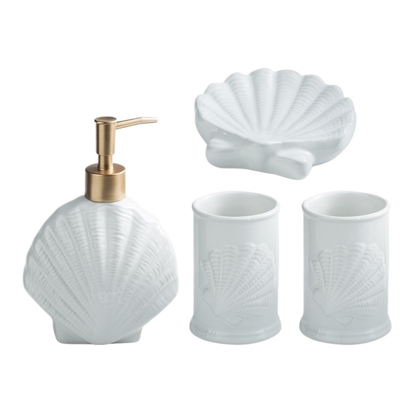 Home Ceramic Soap Dispenser Wash Set 4-piece Bathroom Toothbrush Holder Mouthwash Cups Shower Dispensers
