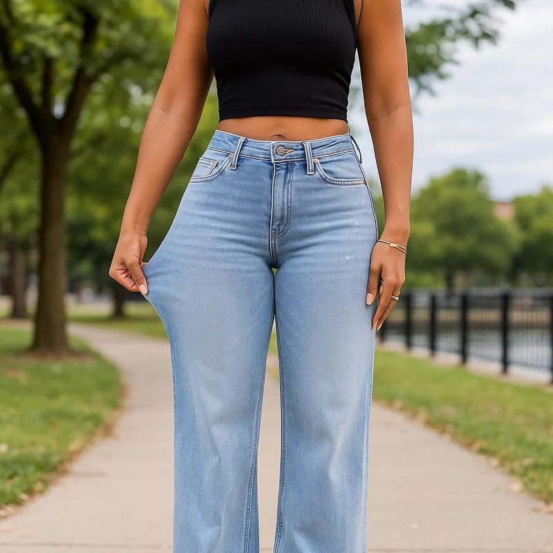 Valvari Mid, Low Rise Stretch Jeans for Women, Sweatpant Jeans with Tummy Control, Baggy Straight Leg Design, Comfort Fit3