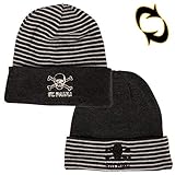 DETAILS: Mütze mit Wendefunktion; Eine Seite einheitlich grau; Die andere Seite grau-weiß gestreift; Durch die Krempe sind beide Muster zu sehen