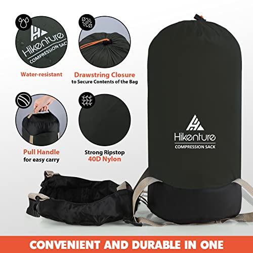 Hikenture Compression Sack For Sleeping Bag, Upgrade Anti-Tear Nylon Sleeping Bag Stuff Sack, 10L/14L/20L/30L Water-Resistant Compression Bag, Storage Bag (Dark Green, 20L) #TOP3
