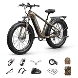 Electric Bike for Adults 960W, 48V 15AH Removable Battery Ebike, 28MPH 7 Speed Aluminum Frame E-bike with Rear Storage Shelf, 26' Fat Tire Electric Mountain Bike 80Miles Range Camouflage (Hunting)