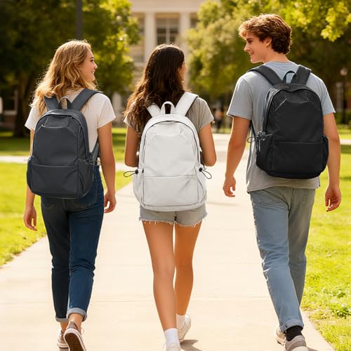 Miniatura 7 de Hyc00 Mochila Escolar Unisex Para Computadora Portátil De 14 Pulgadas, Bolsas De Viaje Casuales Ligeras Para Adolescentes Y Universitarios, Resistente Al Agua, Gris