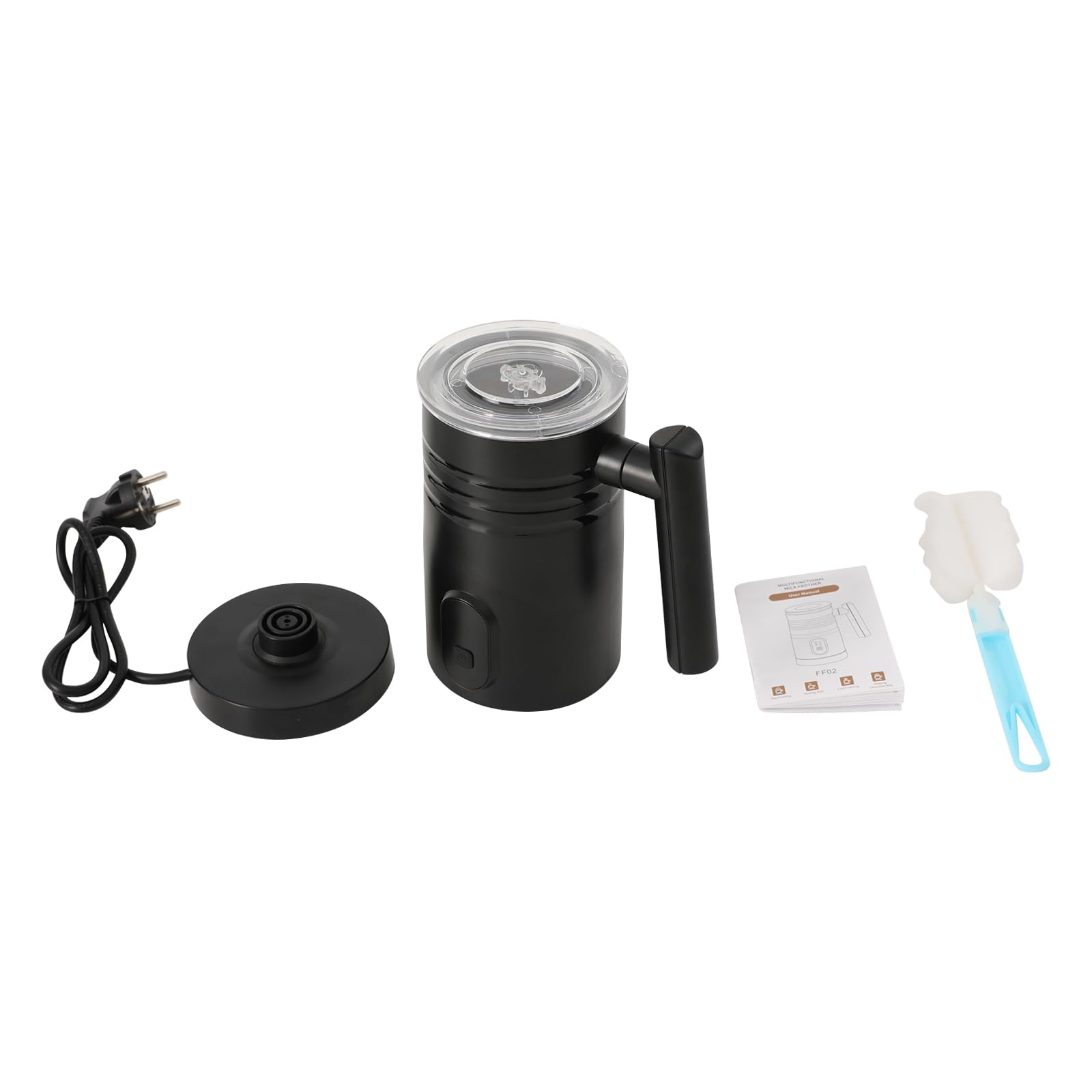 Espumador de leche eléctrico 4 en 1 con control de un solo clic, espumador de leche automático de 400 W con cepillo, apagado automático, silencioso, para espuma de leche caliente y fría, chocolate