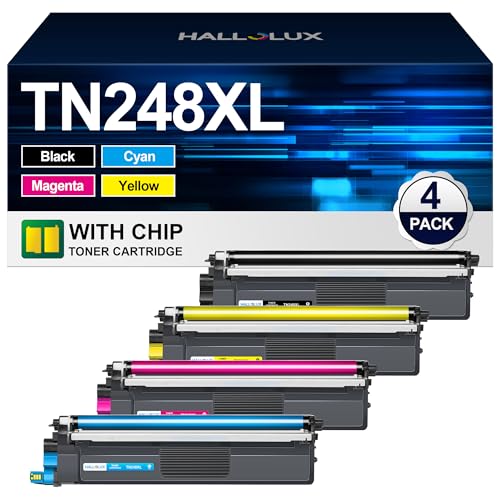 HALLOLUX TN248 TN248XL Toner Cartridges Replacement for Brother TN248 Toner Compatible for DCP-L3520CDW L3520CDWE L3560CDW HL-L8230CDW L3220CW MFC-L3740CDW L8390CDW (Black Cyan Magenta Yellow 4 Pack)