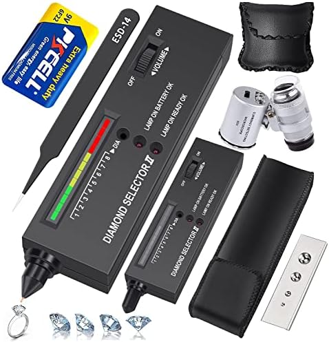Diamond Tester Professional, High Accuracy Jewelry Diamond Tester Pen, Electronic Diamond Gem Tester and Tester Pen 60X Magnifying Glasses Tool Kit for Novice Expert