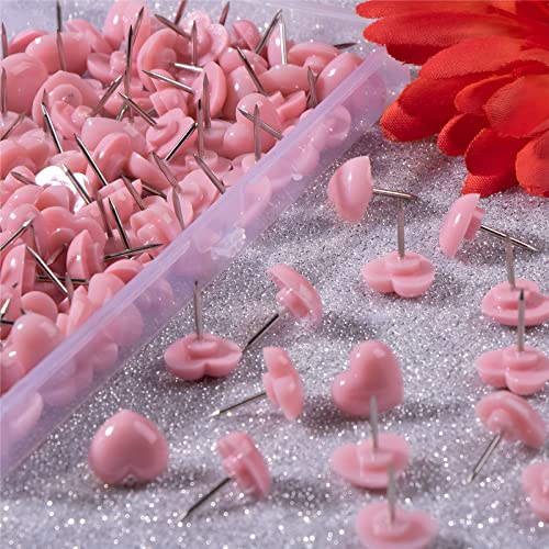 Vapker Love Heart Push Pins 150Pcs Pink Thumb Tacks Drawing Pins Cute Plastic Pushpins Decorative Pins With Steel Point Map Tacks For Photos Wall #TOP3