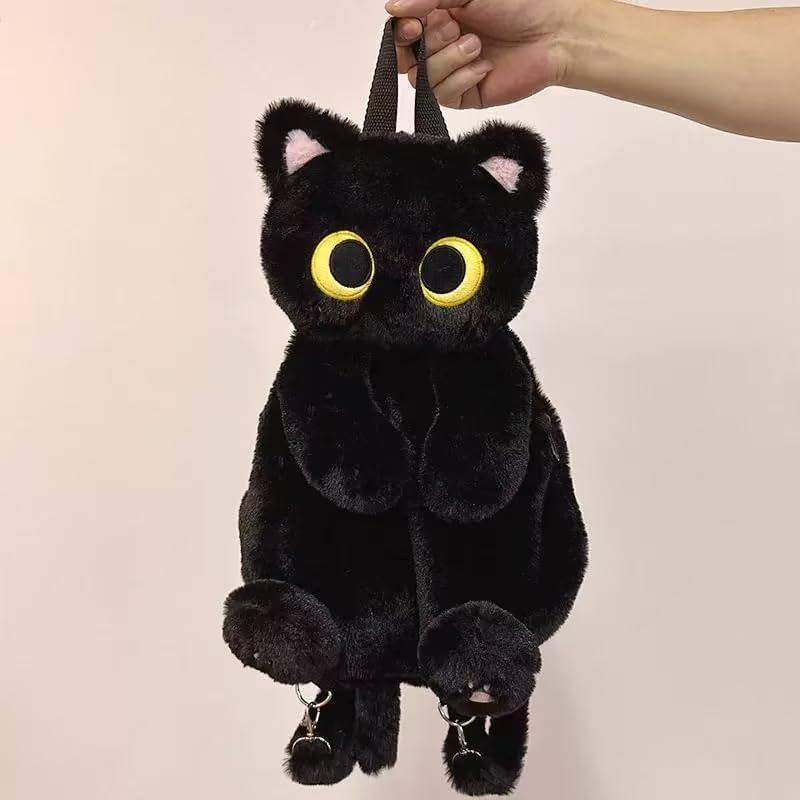 Plush Backpack,Cat Bag,Animal Backpack,Cute Cartoon backpack,Plush Bag (A-Black Cat) - Image 2
