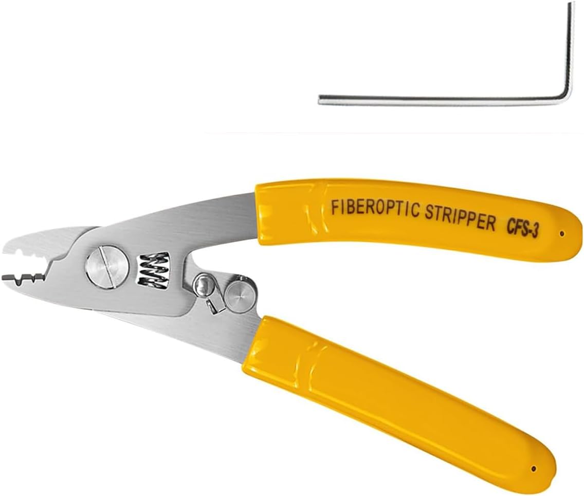 CFS-30 Fiber Optic Stripper Tool, 3-Hole Adjustable Stainless Steel Fiber Stripper for FTTH/FTTX, Precisely Strips 125μm/250μm Fiber & 2-3mm Jacket (1-Pack)