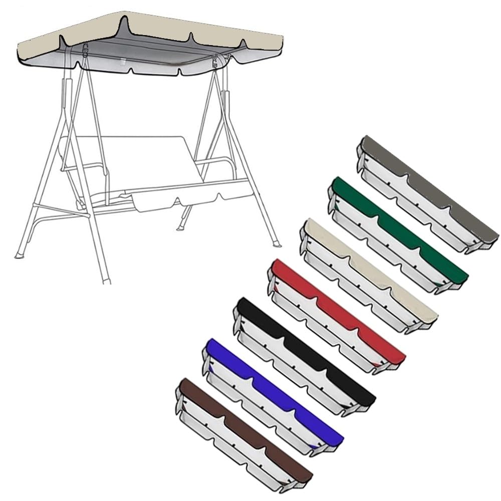 RTVGNSZSJL 64x45in Swing Canopy Replacement Cover 2 3 Seater Universal Porch Swing Canopy Replacement Waterproof Swing Top Cover For Patio Yard Hammock(Beige,75x52x6in-190x132x15cm)