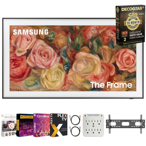 SAMSUNG QN65LS03DA 65 inch The Frame QLED 4K Smart TV 2024 Bundle with Movie Streaming Package & TV Setup, Wall Mount & More + 2X HDMI Cables & CPS Exclusive 26 Month Protection Pack BEACH-CPS-262000