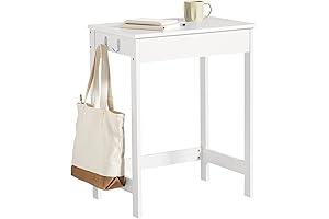 Haotian 24 in Computer Desk Workstation Writing Desk with Drawer and Hooks, White FWT43-W