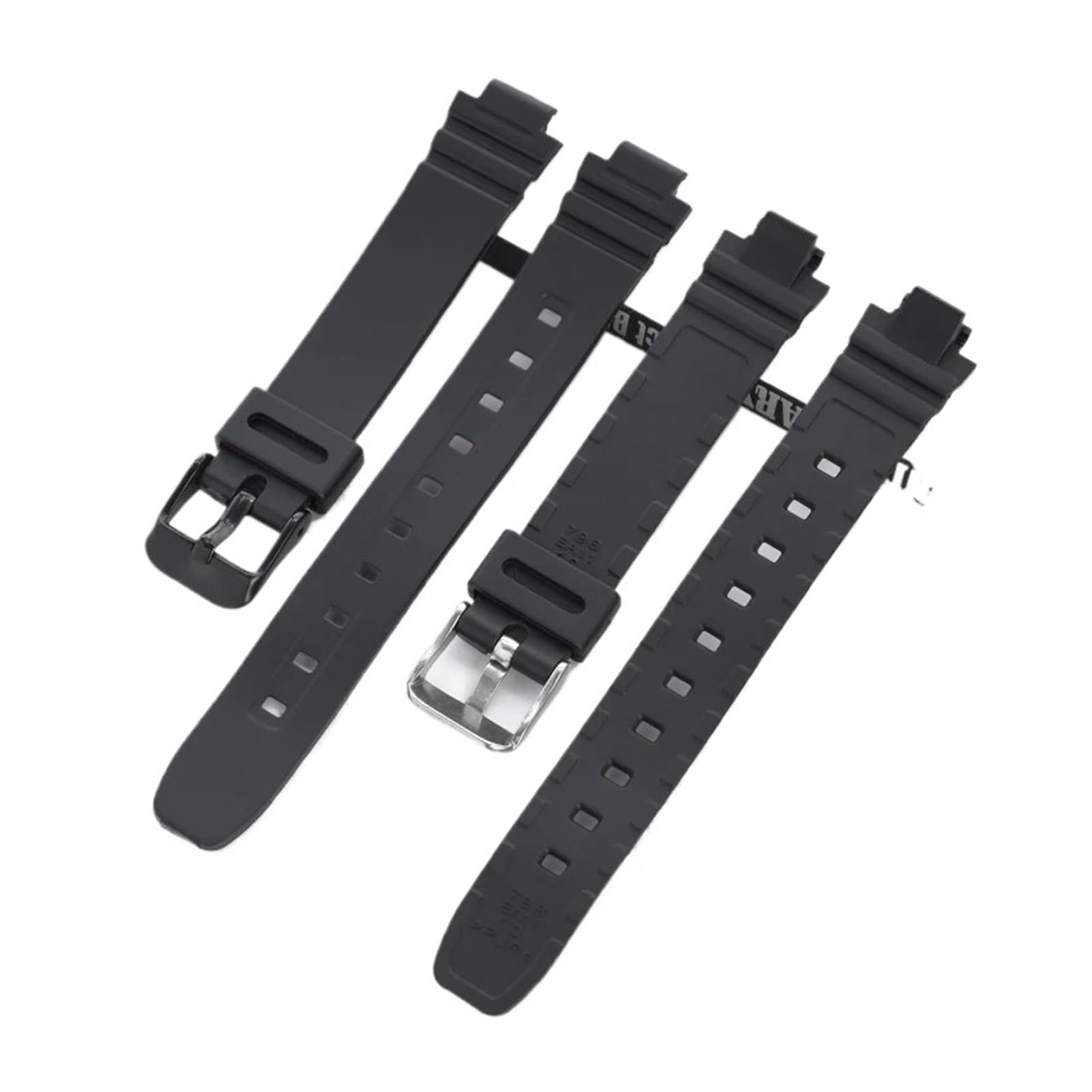 Bracelet de montre Casio LA-20WH en résine TPU noire for femme, étanche, silicone, acier inoxydable, boucle ardillon, 10 mm
