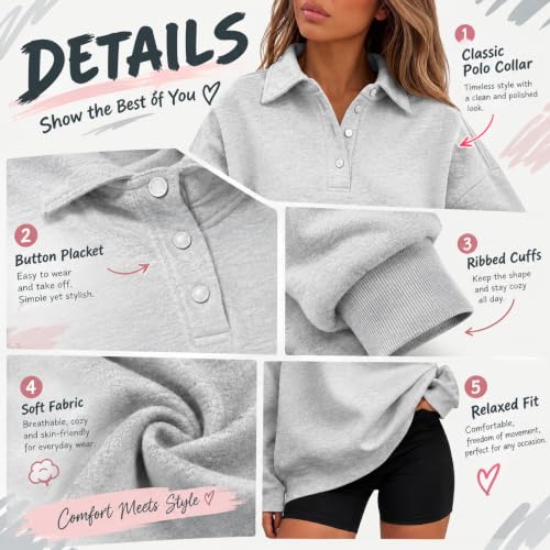 yakyamgi Womens Oversized Sweatshirts Fleece Pullover Fall Polo Sweatshirt - image 7