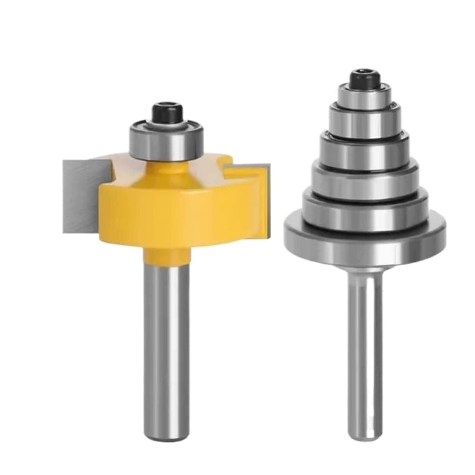 2pcs 6.35/8/ 12mm ShankRabbet Router Bit with Bearings Set Woodworking Cutter for Tools(8mm)
