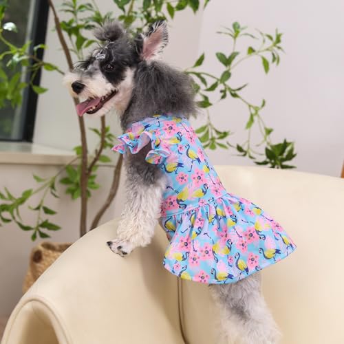 Image of CuteBone Frilly Dog Dress Princess Puppy Birthday Dresses with Ruffled Sleeves Cat Clothes Outfit for Small Dogs Girl Pet Apparel