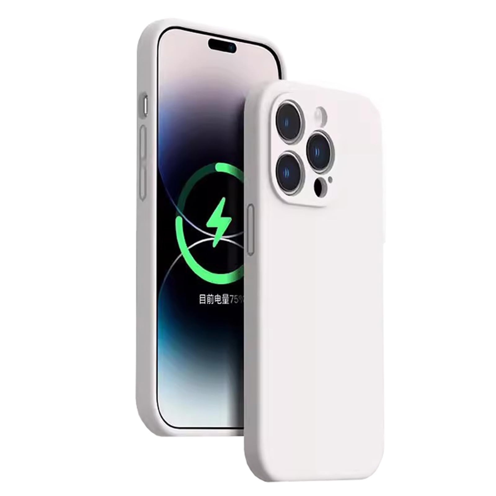 LXURY Etui na iPhone'a 15 Pro Max/15 Pro/15 Plus/15, oryginalne etui z płynnym silikonem z ochroną obiektywu ekranu, ultracienkie, miękkie, odporne na upadki, białe, 38 cm