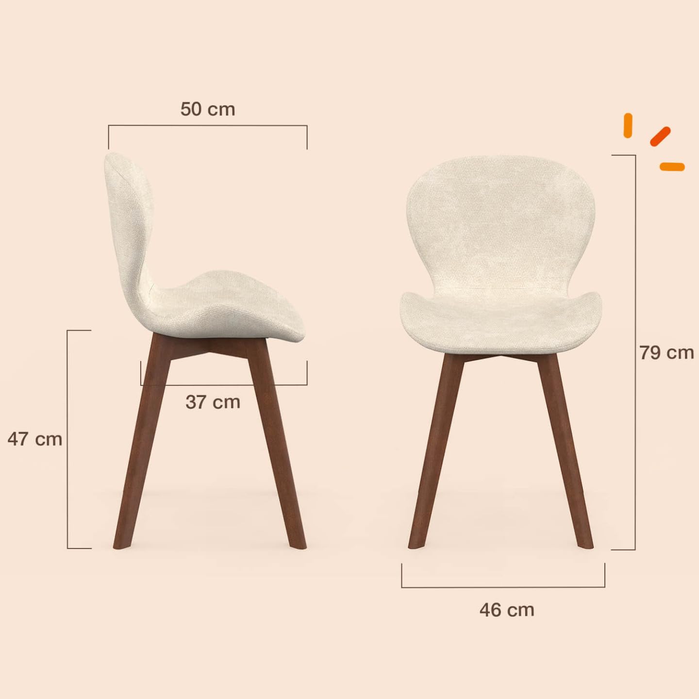 IDMarket - Lot de 6 chaises ROBINE en Tissu Chenille Beige Pieds Noyer