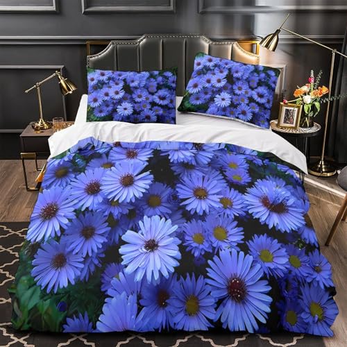 Housse de couette fleurie aquarelle violette en microfibre double 200x200