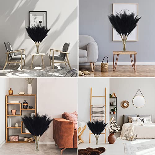 Foteewl 8 Pcs Faux Pampas Grass Decor 38"/3.1Ft Tall Fake Pompas Floral Large Artificial Pompous Grass Branches Plants For Floor Vase Filler Home Boho Decoration (Black) #TOP6