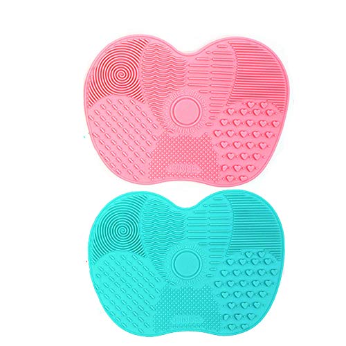 [2-Pack] Makeup Brush Cleaning Mat, Silicone Portable Brush Cleaner Pad Washing Tools