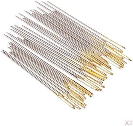 Golden Tail 60 Pack Large Eye Embroidery Cross Stitch Sewing Needles, Assorted Sizes for Beginners Kids Children DIY Knitting Crochet Weaving Tools