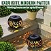 Reginary 2 Pcs Solar Table Lanterns Outdoor Waterproof, Hollow out Retro Metal Solar Lamp Lights, with Dancing Flickering Flame 7 Color 2 Modes Auto On/off Lighting for Yard Patio(Sun)