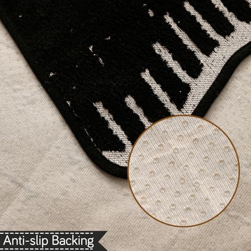 Image of HOKIPO 1 PC Backrest Mat for Sofa Cover | Luxury Supple Soft Wavy Mat with Anti Slip Backing, Black (AR-6217-BLK)